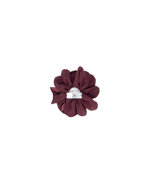 Burgundy velvet flower brooch