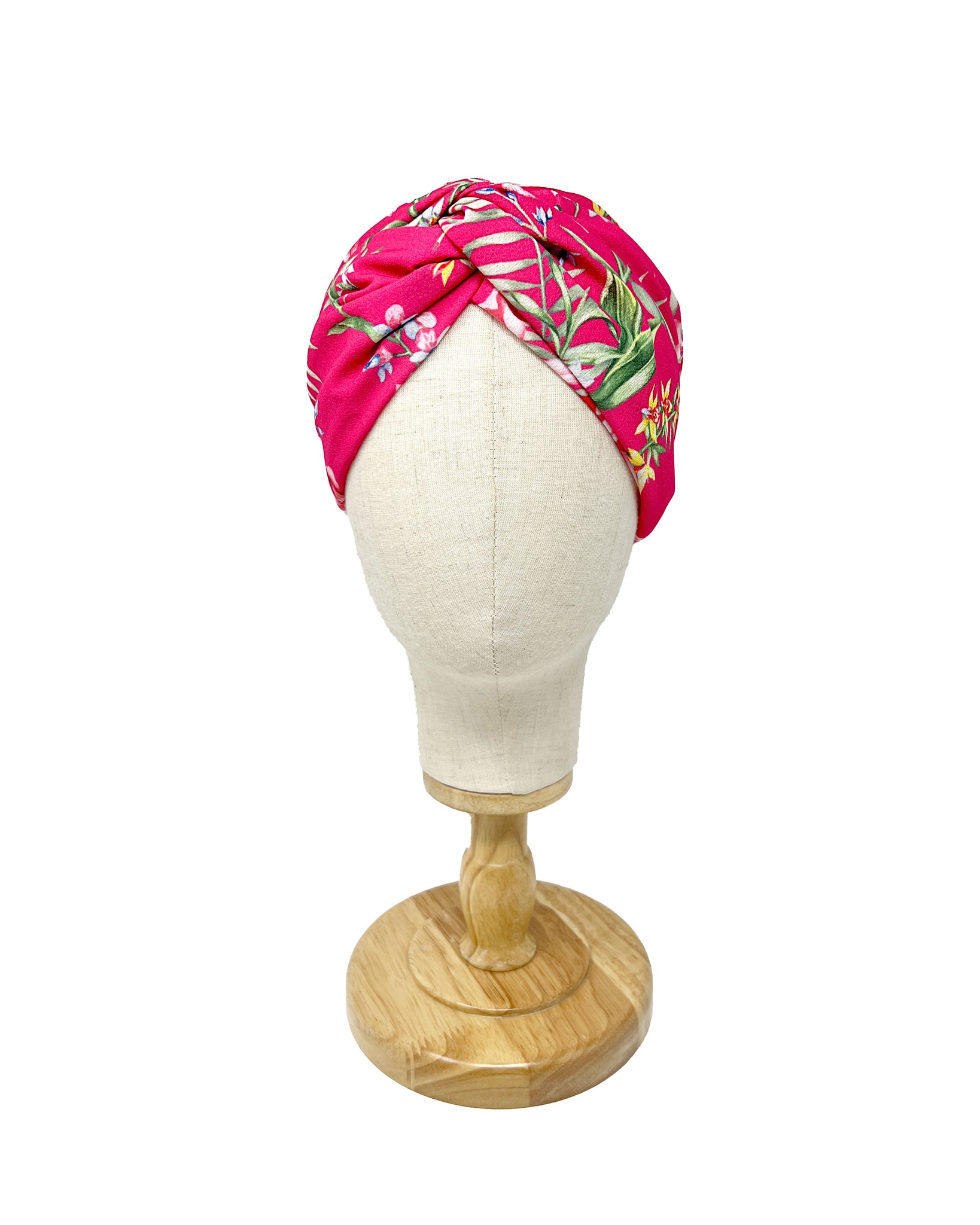 Fuxia tropical-patterned crepe headband