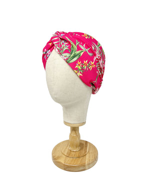 Fuxia tropical-patterned crepe headband