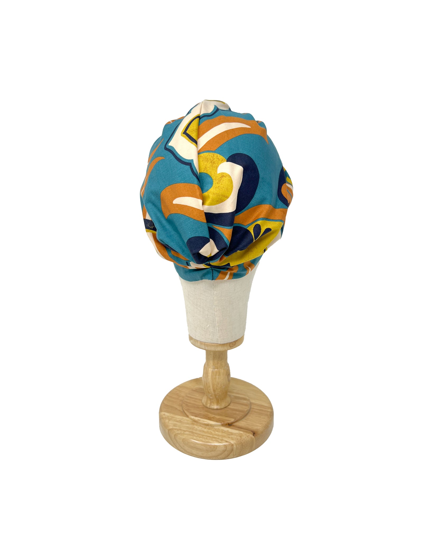 Octanium cotton turban with orange yellow and blue cashmere design